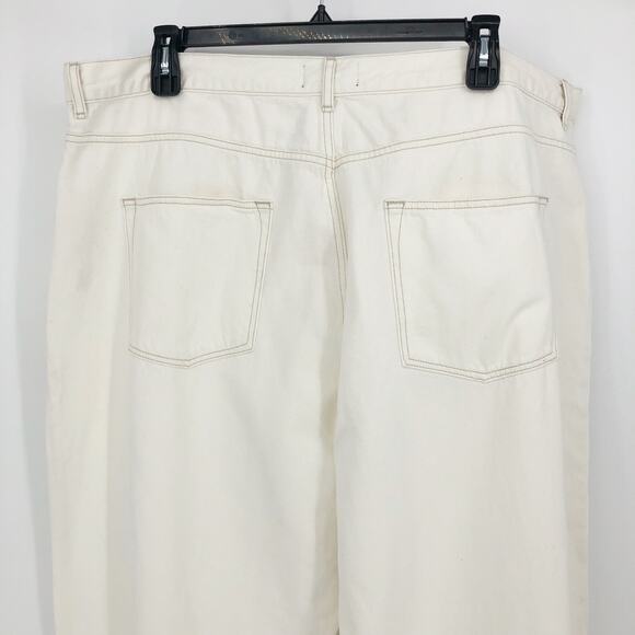 ASOS Womens Straight Keg Jeans US 20 Cream High Rise Denim Non Stretch Cotton - Picture 5 of 10